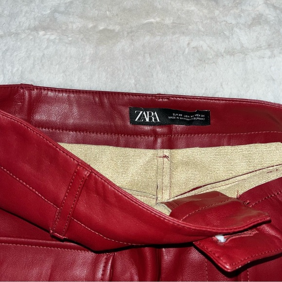 Zara Faux Leather Burgundy Mini Skirt (XS) - Picture 4 of 5